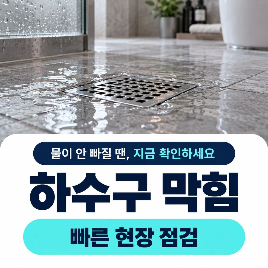 파주 하수구막힘 — 하수구 막힘, 물이 고인 욕실 바닥 배수구