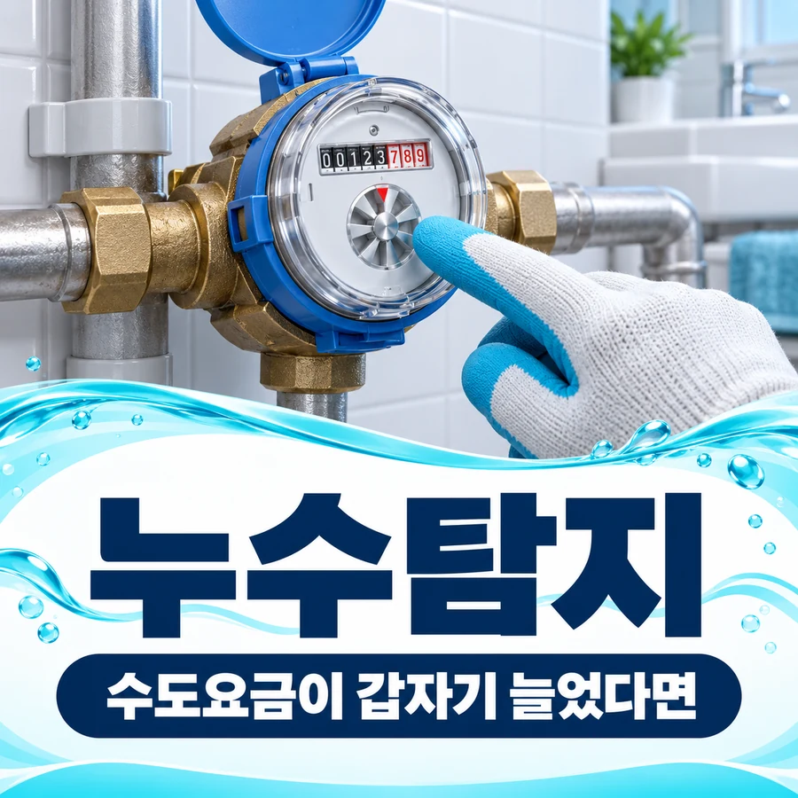 안산 누수탐지 — 누수탐지, 수도계량기를 살펴보는 작업자